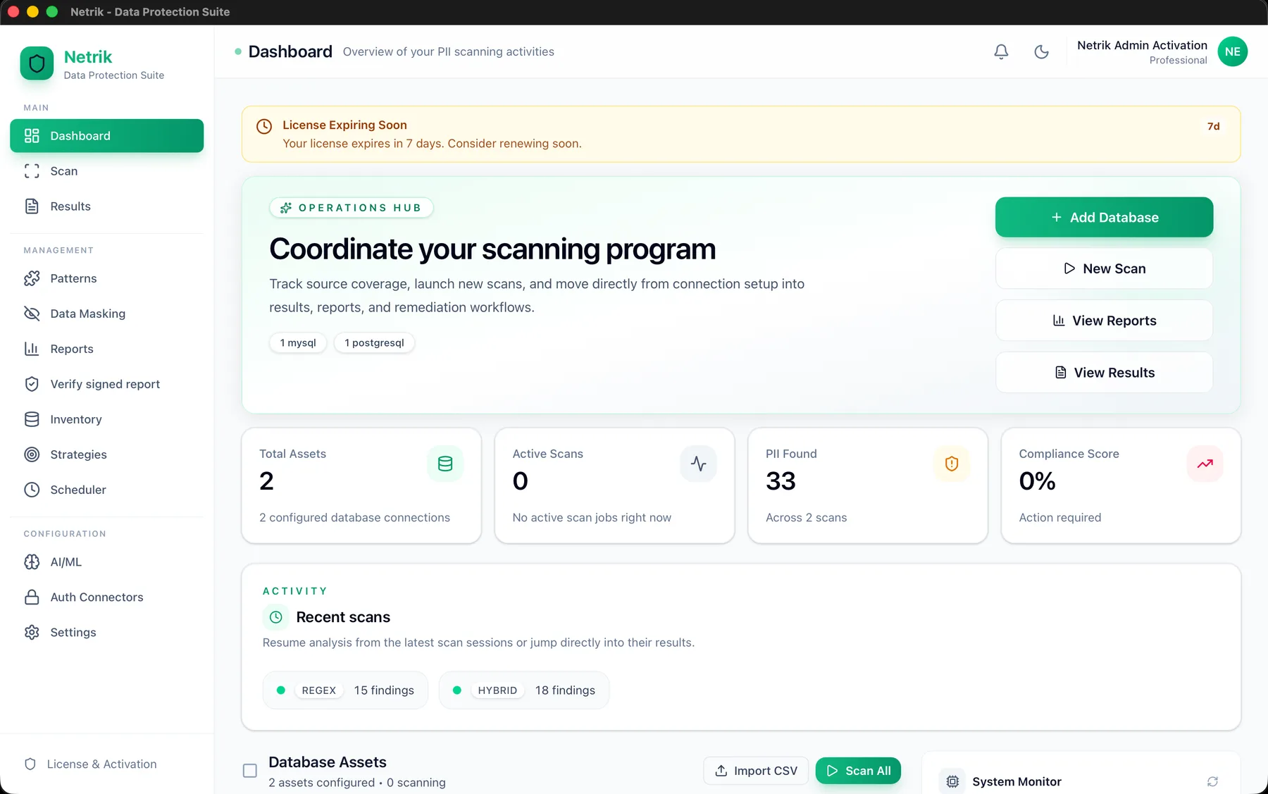Overview product screenshot